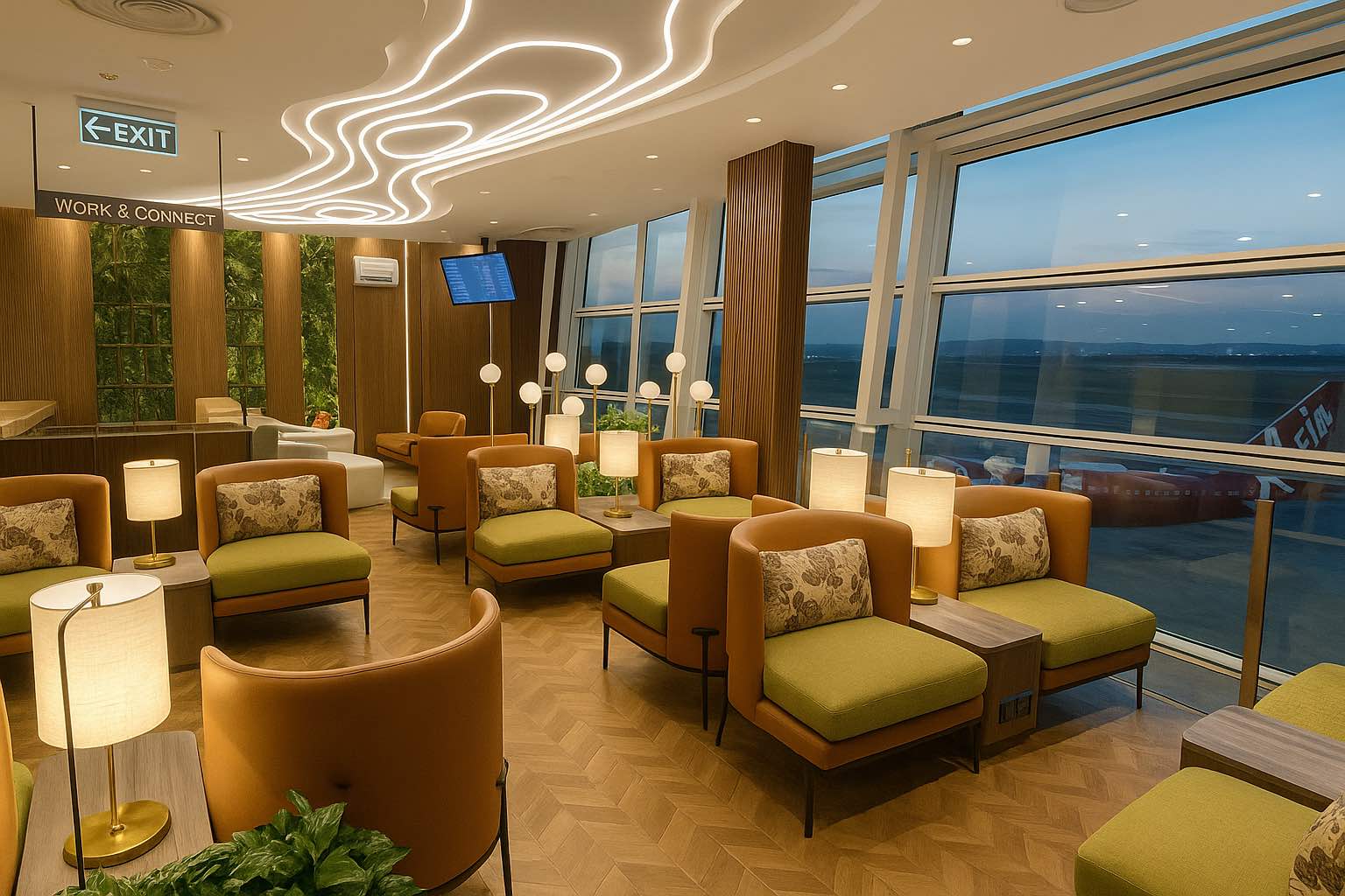 高級空港ラウンジの内装
